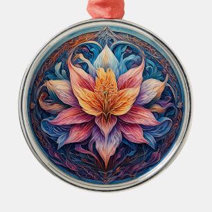 Colourful Mandala Flower Design Metal Ornament
