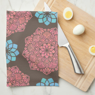 Colourful Mandala Flowers Kitchen Towel