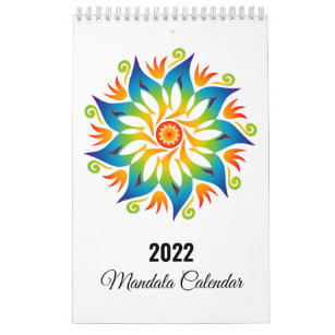 Colourful Mandala Flowers Wheels 2022 Calendar