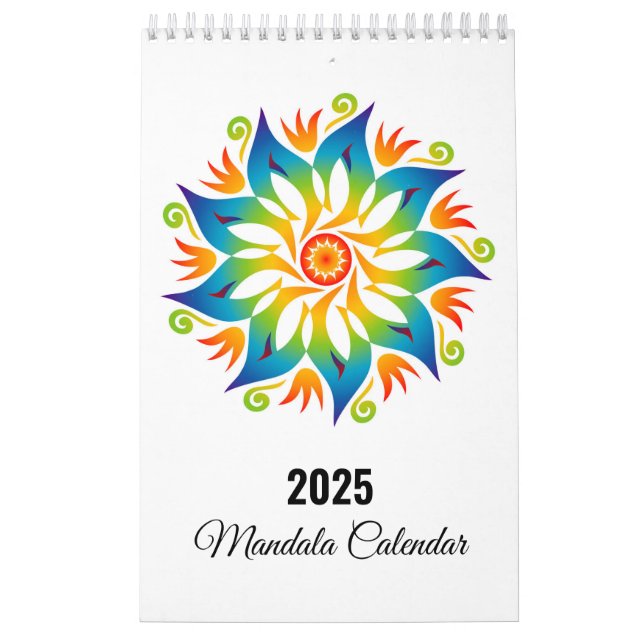 Colourful Mandala Flowers Wheels 2025 Calendar (Cover)