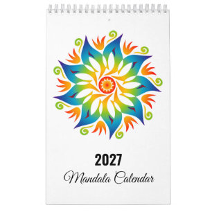 Colourful Mandala Flowers Wheels 2027 Calendar