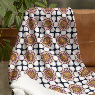 Colourful Mandala-Inspired Floral Mosaic Pattern Sherpa Blanket