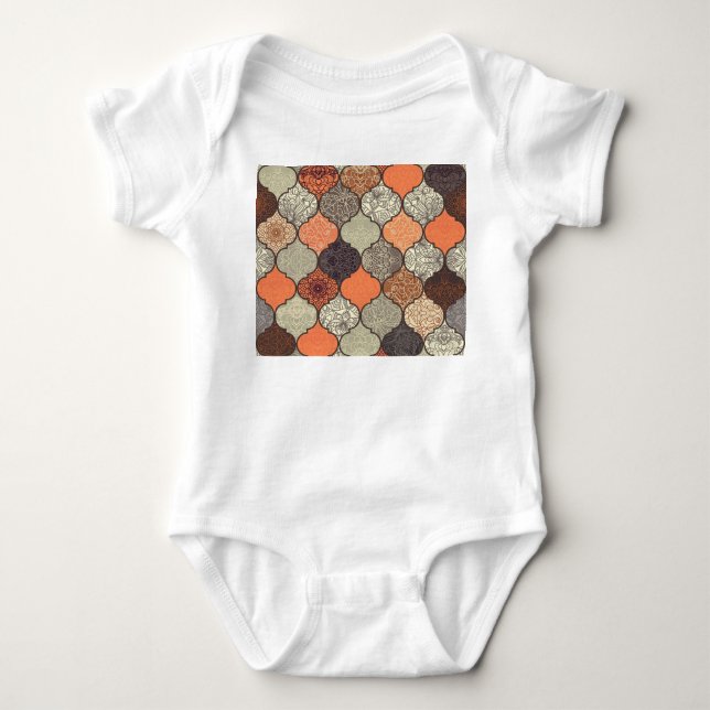 Colourful Mandala: Islamic Patchwork Seamless. Baby Bodysuit (Front)