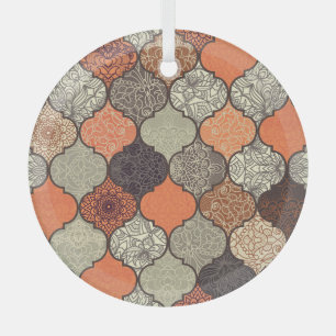 Colourful Mandala: Islamic Patchwork Seamless. Glass Ornament