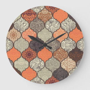 Colourful Mandala: Islamic Patchwork Seamless. Large Clock