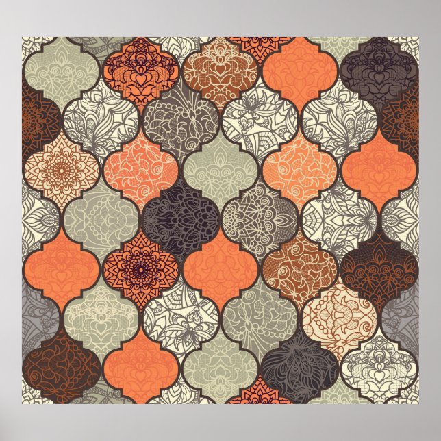 Colourful Mandala: Islamic Patchwork Seamless. Poster (Front)