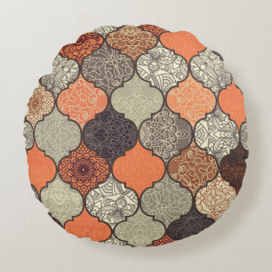 Colourful Mandala: Islamic Patchwork Seamless. Round Pillow