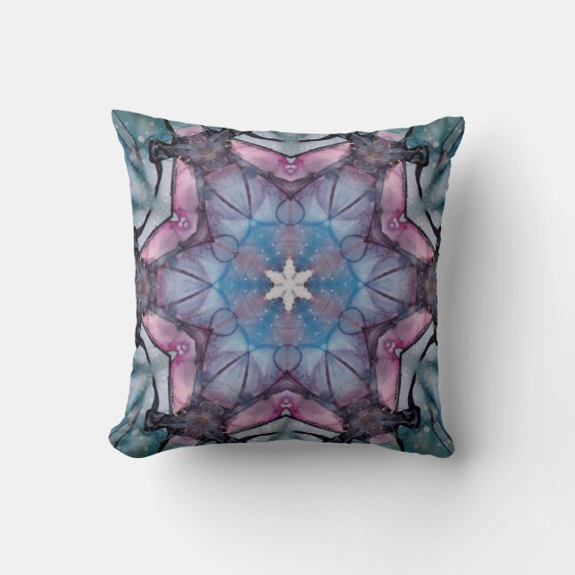 Colourful mandala Kaleidoscope flowers Throw Pillow (Front)