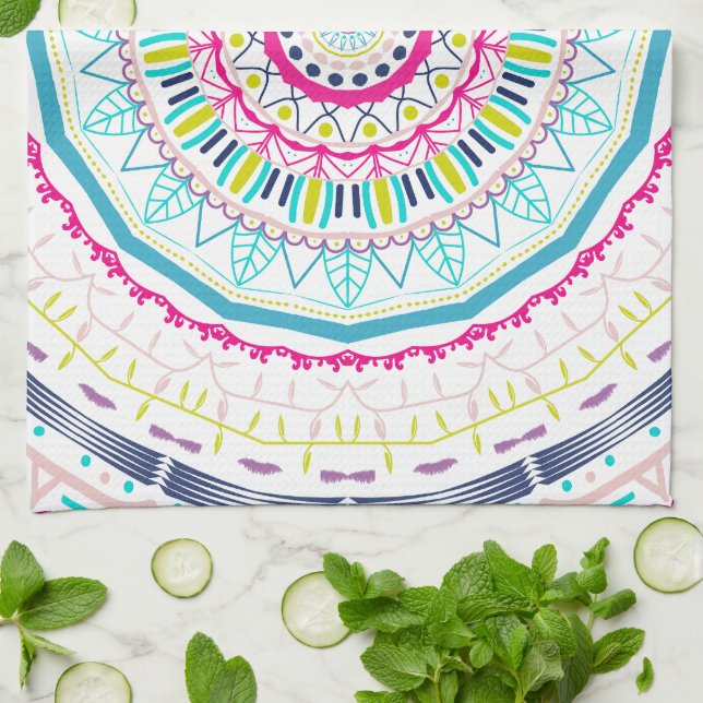 colourful mandala kitchen towel (Folded)