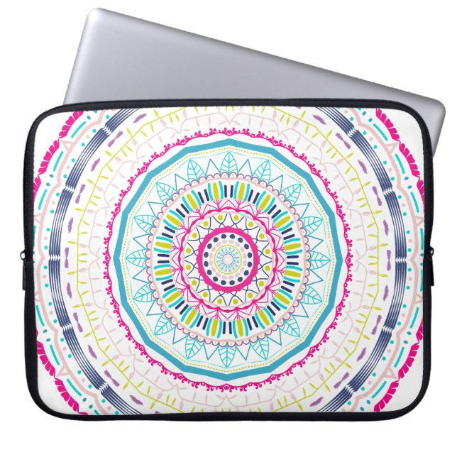 colourful mandala laptop sleeve (Front)