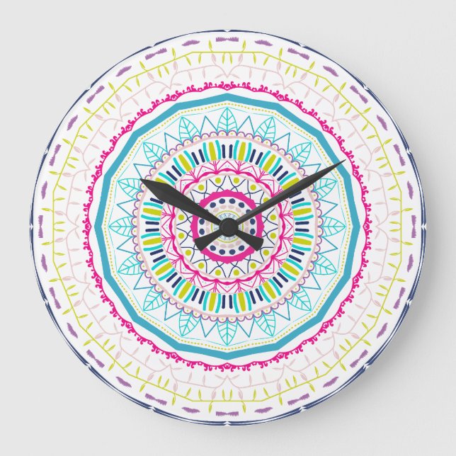 colourful mandala large clock (Front)