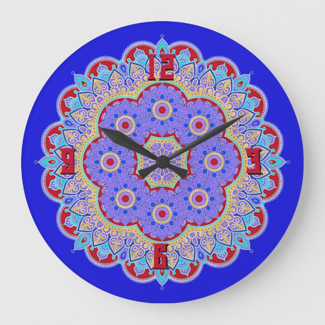 Colourful Mandala  Large Clock (Front)