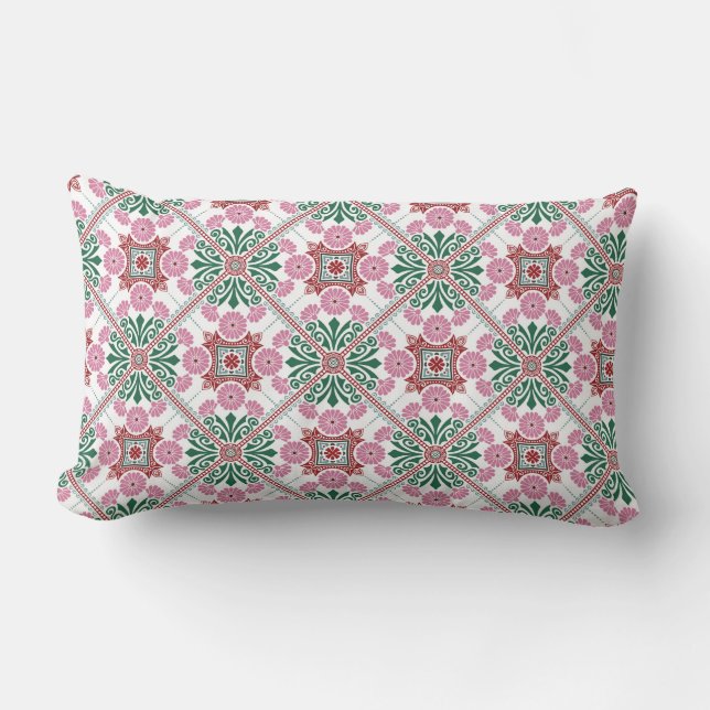 Colourful Mandala/Moroccan Tile Lumbar Pillow (Front)