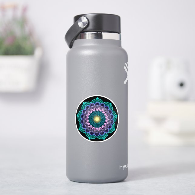 Colourful Mandala on Black Background (HydroFlask)