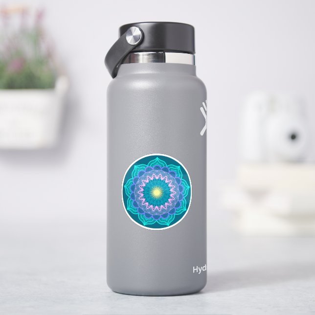Colourful Mandala on Blue Background (HydroFlask)