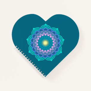 Colourful Mandala on Blue Background Notebook