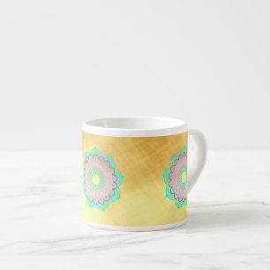 Colourful Mandala on Soft Gold Background Espresso Cup