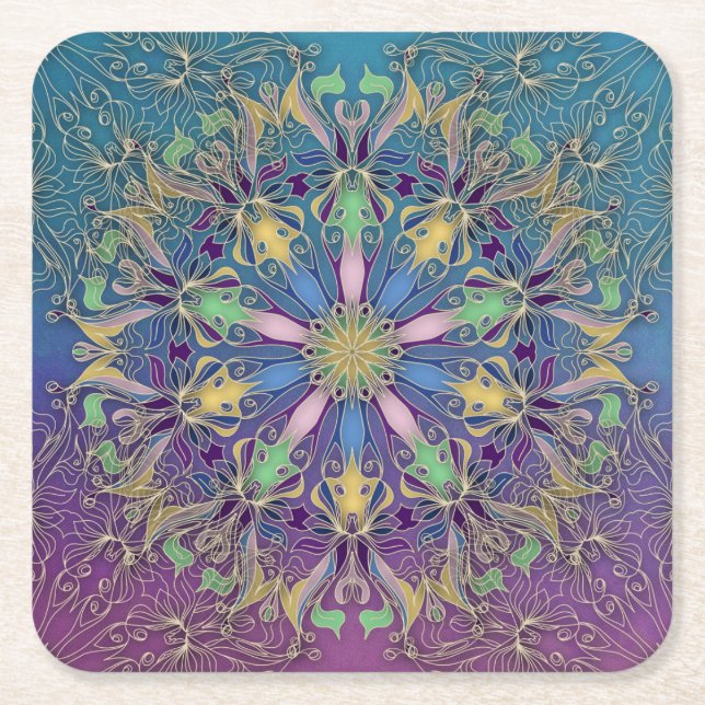 Colourful Mandala Paper Coaster (Front)