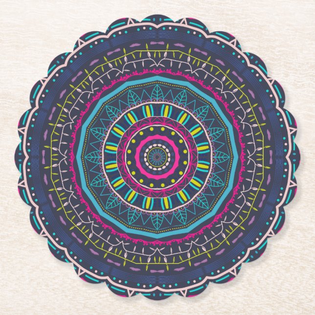 colourful mandala paper coaster (Front)