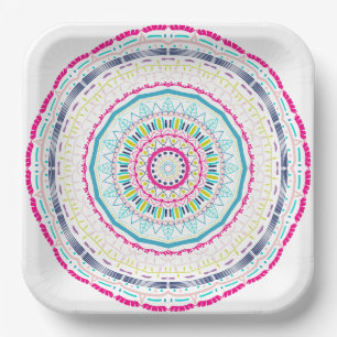 colourful mandala paper plate