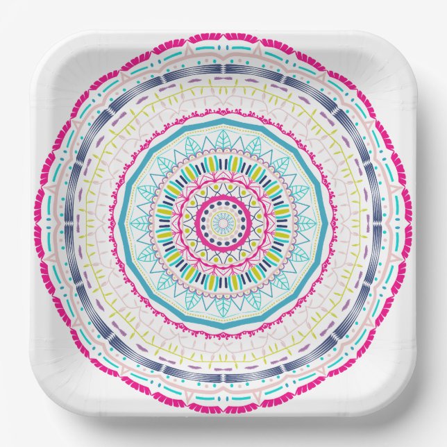 colourful mandala paper plate (Front)
