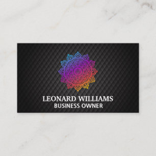 Colourful Mandala Pattern Black Tiling Business Card
