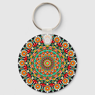 Colourful Mandala Pattern Boho Dot Keychain