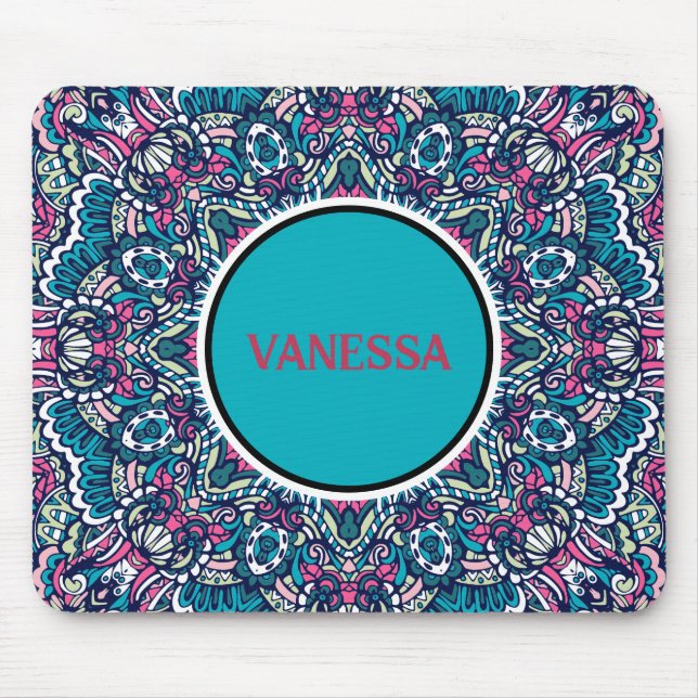 Colourful Mandala Pattern Boho Hippie Geometric  Mouse Pad (Front)