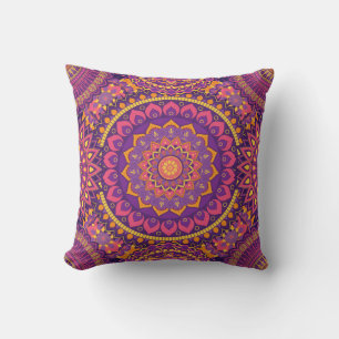 Colourful Mandala Pattern Throw Pillow