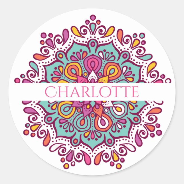 Colourful Mandala Personalized Sticker (Front)