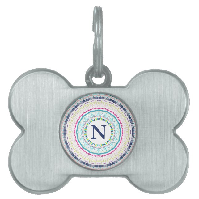 colourful mandala pet ID tag (Front)