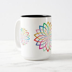 Colourful Mandala Rosette Two-Tone Ceramic Mug