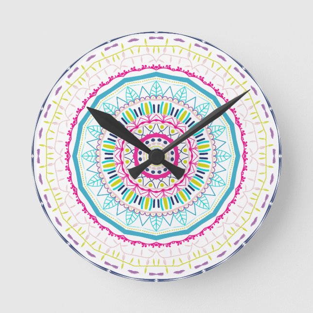 colourful mandala round clock (Front)