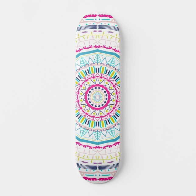 colourful mandala skateboard (Front)