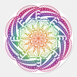 Colourful Mandala Stickers. Classic Round Sticker