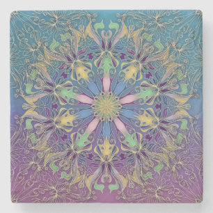 Colourful Mandala Stone Coaster