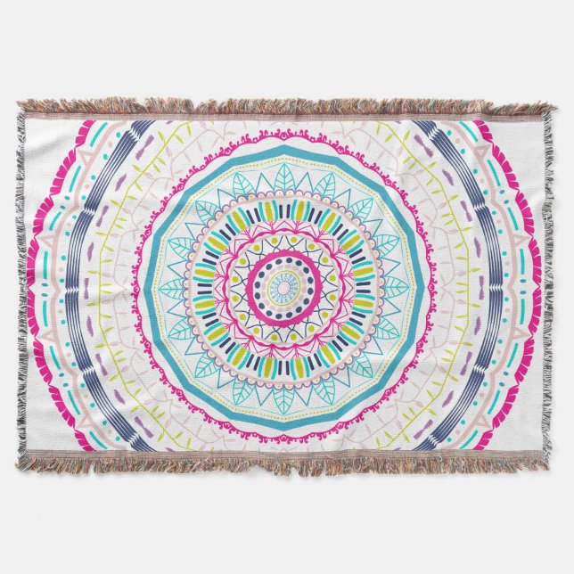 colourful mandala throw blanket (Front)
