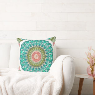 Colourful Mandala Throw Pillow
