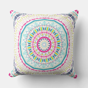 colourful mandala throw pillow