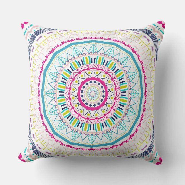 colourful mandala throw pillow (Front)