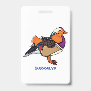 Colourful mandarin duck illustration badge