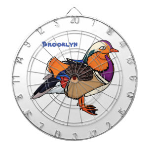 Colourful mandarin duck illustration dartboard