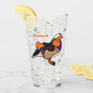 Colourful mandarin duck illustration glass