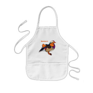 Colourful mandarin duck illustration kids apron