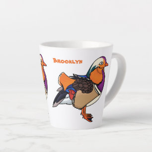 Colourful mandarin duck illustration latte mug