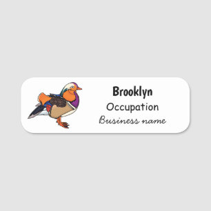 Colourful mandarin duck illustration name tag