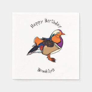 Colourful mandarin duck illustration napkin