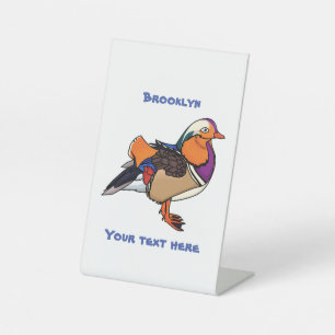 Colourful mandarin duck illustration  pedestal sign