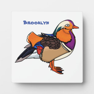 Colourful mandarin duck illustration plaque