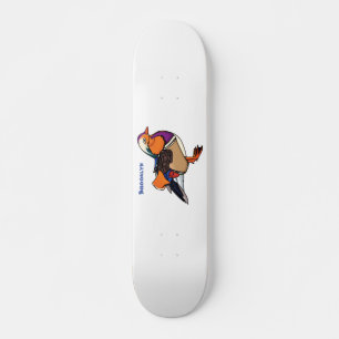Colourful mandarin duck illustration skateboard